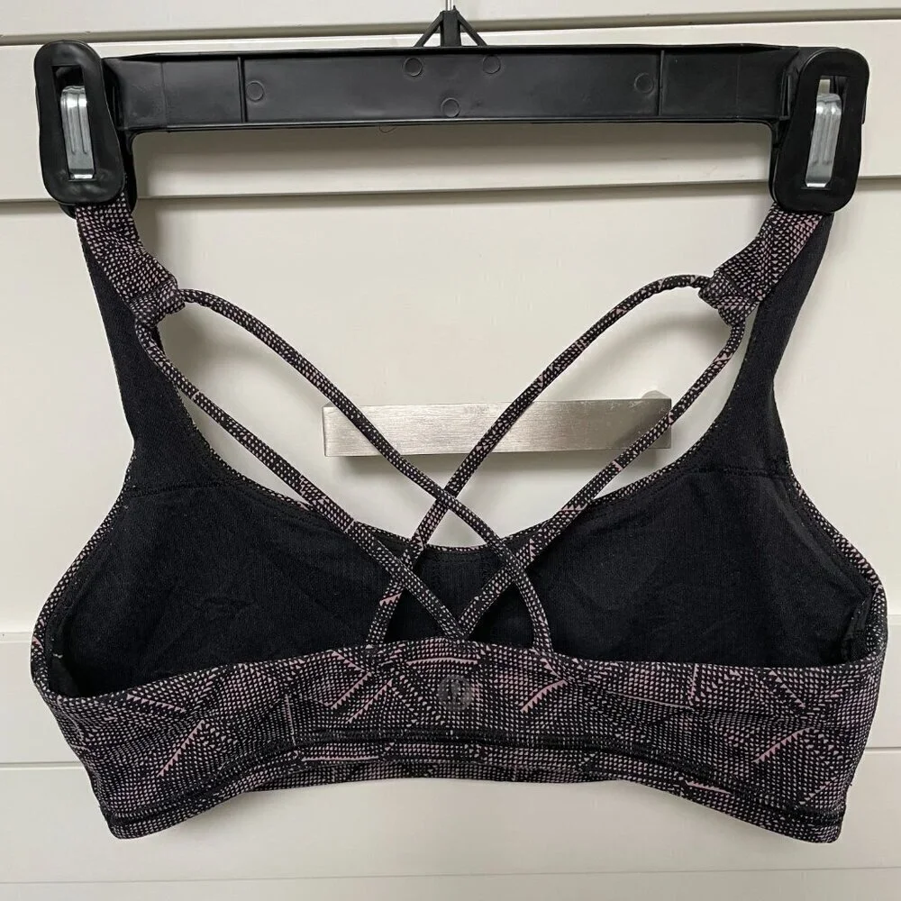 Lululemon Free To Be Bra Lightweight Sports Yoga Workout Black & Pink Sz 6 - Picture 5 of 8
